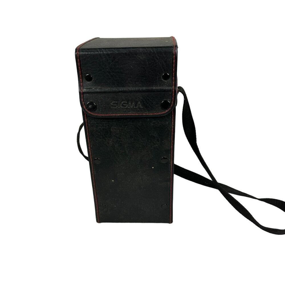 Vintage Sigma Camera Lens Case Black Leather Strap